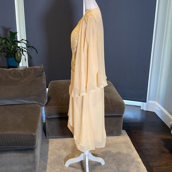 Women’s Tea Length Chiffon & Lace Dress with Matching Chiffon Jacket Size 12 - Picture 4 of 13